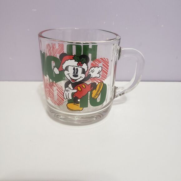 Disney Mickey Miuse Clear Ho Ho Ho Glass Vintage Anchor Hocking  Mug - Picture 5 of 10